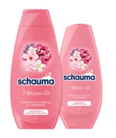 Schauma 7 Blüten-Öl Spülung Shampoo (400ml)/ Spulung (250ml)
