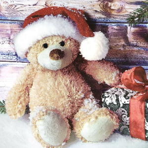 Xmas Lunch Napkins 3-lagig 20 Stück - Christmas Teddy with Present (33 x 33 cm)