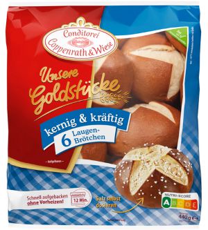 Conditorei Coppenrath & Wiese Unsere Goldstucke Laugen Brotchen (440g). BB
