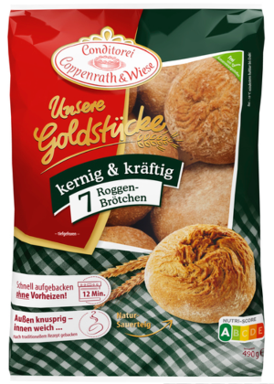 Conditorei Coppenrath & Wiese Unsere Goldstücke kernig & kräftig 7 Roggen Brötchen (490g) BB :