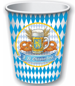 Oktoberfest Cups 9oz, Multi-Color 8 Pcs