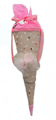 Schultüte for Girls - 58 POLKA DOT, FABRIC FLOWER & BEATS