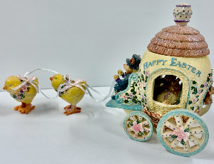 Ceramic Easter Carriage with chicken