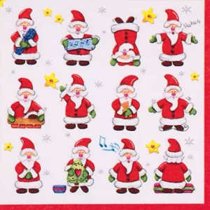 Xmas Lunch Napkins 3-lagig 20 Stück - Funny Santas (33 x 33 cm)