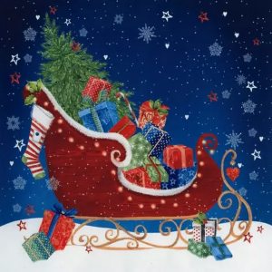 Xmas Lunch Napkins 3-lagig 20 Stück - Sleigh at Christmas Eve (33 x 33 cm)