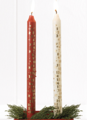 zz Calendar Candles, Red or White Bordeaux – 22mm x 29CM