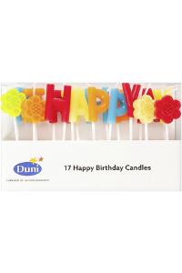 Duni Kaarsjes Happy Birthday (Letters & flowers), 7 cm (100g)