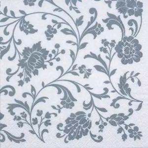 Ti-Flair Lunch Napkins 3-lagig 20 Stück - Arabesque White Silver-white (33 x 33 cm)