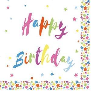 Ti-Flair Lunch Napkins 3-lagig 20 Stück - Happy Birthday Stars (33 x 33 cm)