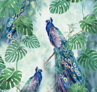 Ti-Flair Lunch Napkins 3-lagig 20 Stück - Peacock Paradise (33 x 33 cm)