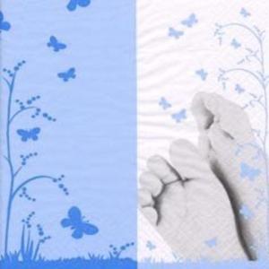 Ti-Flair Lunch Napkins 3-lagig 20 Stück - Pieds de Bebe Blue (33 x 33 cm)