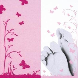 Ti-Flair Lunch Napkins 3-lagig 20 Stück - Pieds de Bebe Pink (33 x 33 cm)