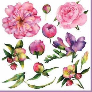 Ti-Flair Lunch Napkins 3-lagig 20 Stück - Pivoine et Freesia (33 x 33 cm)