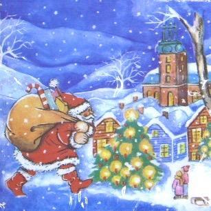 ZN Servietten Tissue Motiv 3-lagig 20 Stück - Santa On The Way (33 x 33 cm)