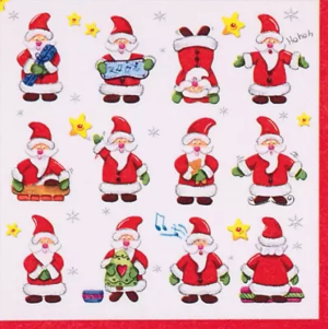 ZN Ti-Flair Lunch Napkins 3-lagig 20 Stück - Funny Santas (33 x 33 cm)