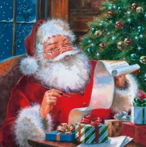 ZN Ti-Flair Lunch Napkins 3-lagig 20 Stück - Santa Claus checking Wishlist (33 x 33 cm)